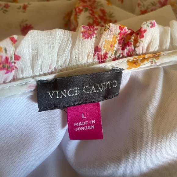 Vince Camuto boho floral V-neck tiered ruffle mini dress size L - Picture 5 of 5